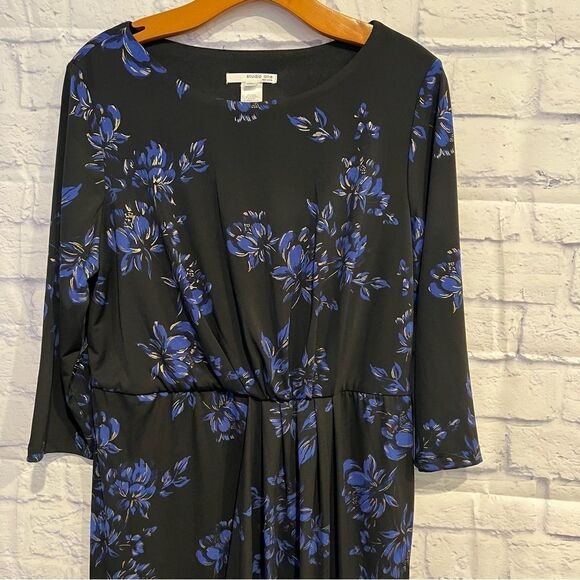 Studio One New York Black Floral Print Shift Dress Size Large - Picture 3 of 9